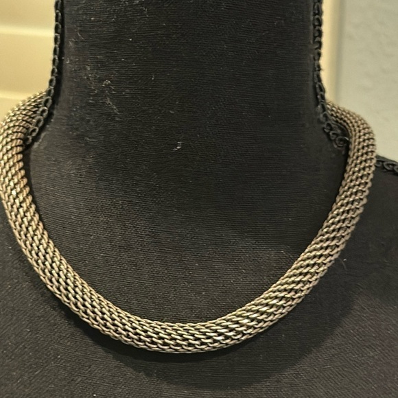 Jewelry - Sterling Silver Mesh hollow Weaved Necklace Stamped 925